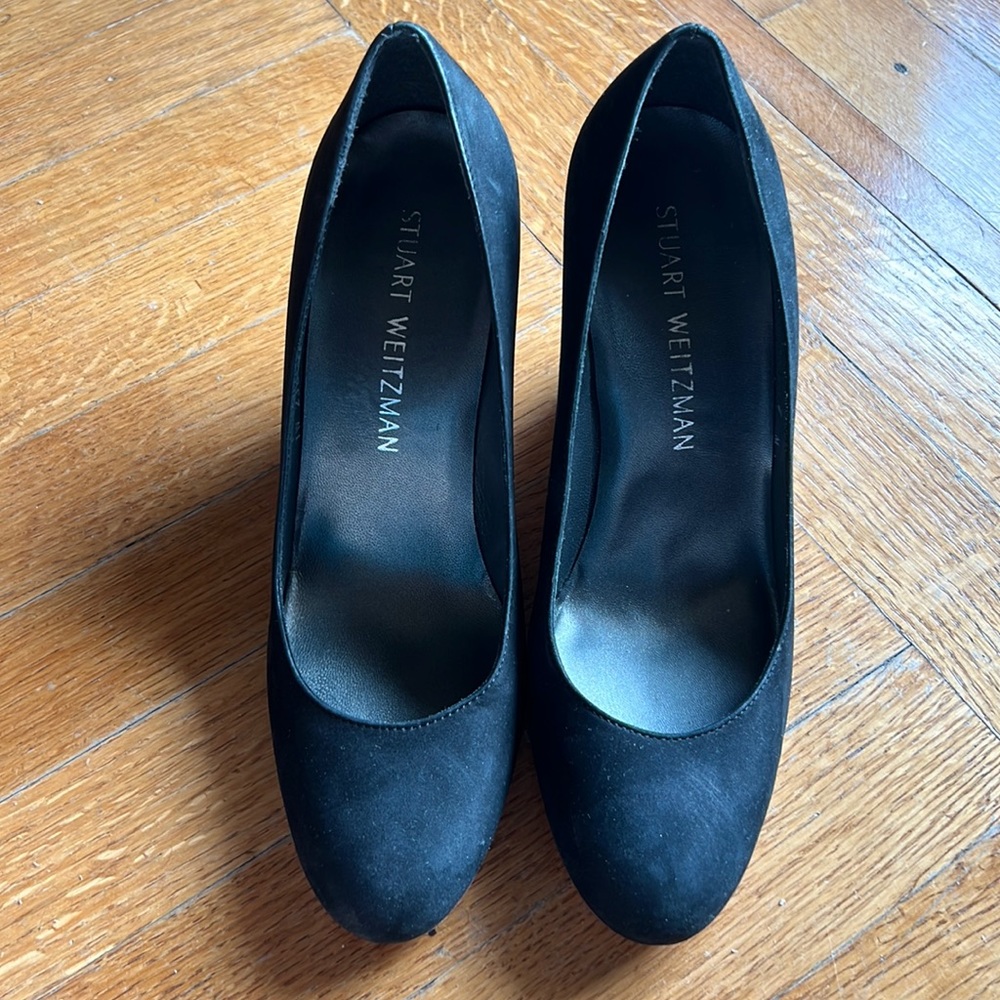 Stuart Weitzman black suede cork heels size 7